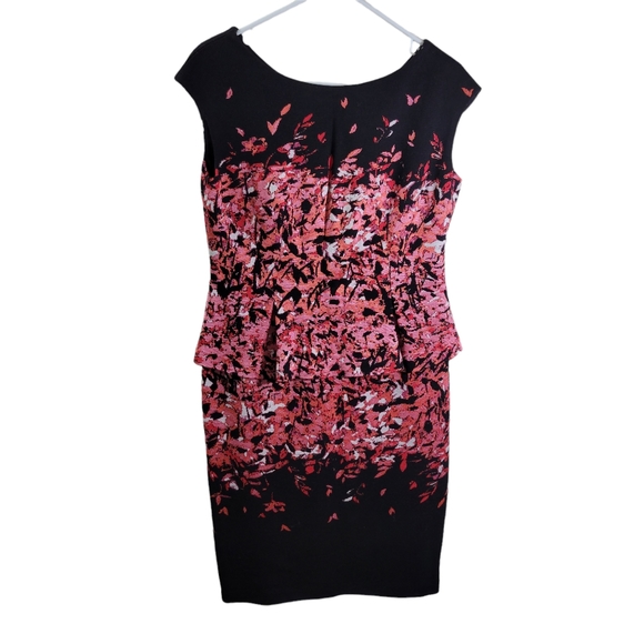 John Black Flamingo Knit Peplum Sweater Dress Wool Blend Metallic